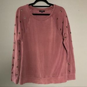 Joe's Jeans sweatshirt small grommet mauve studded rocker